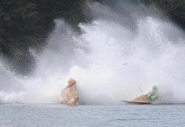 One watercraft spun-out at 65 miles per hour, striking a vessel that crashed into another, the Taunton Fire Department stated in a statement.