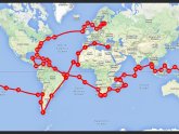 Sail around the world route